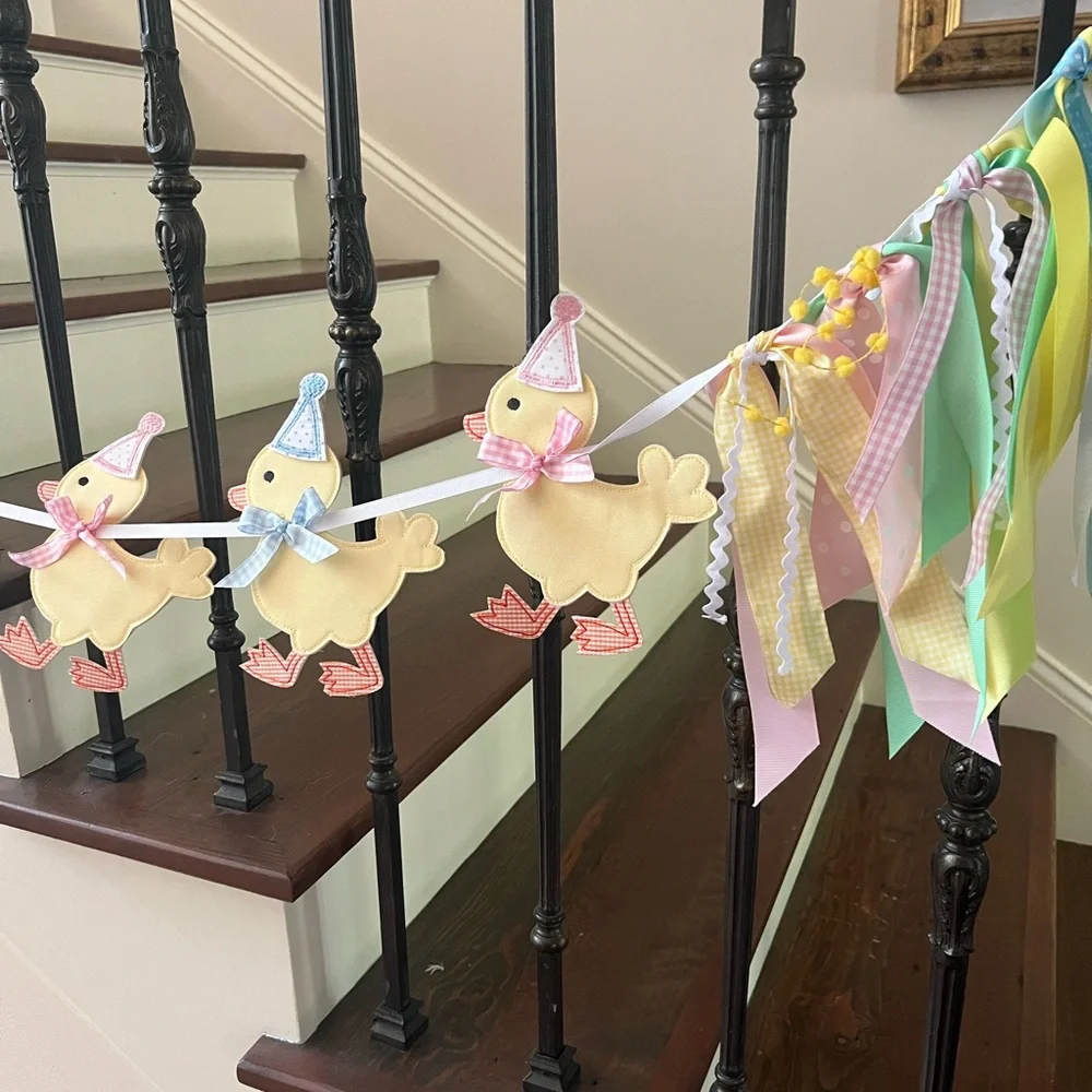 Little Happies Boy Girl Twin Birthday Duckling Garland with Pastel Accents